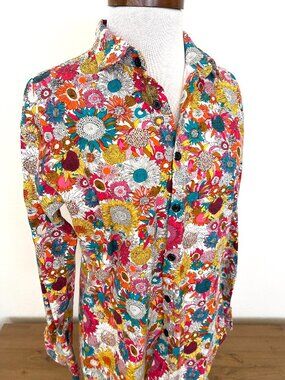 Funky Bright Floral Print Shirt - Long Sleeve - Mens - Size Small